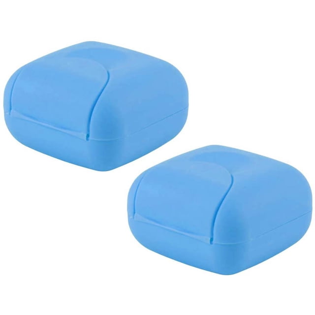 Travel Soap Box Handmade Waterproof Leakproof Square Small Soap Dish Sealed Box Portable Outdoor Accessories 2 Pcs Blue
