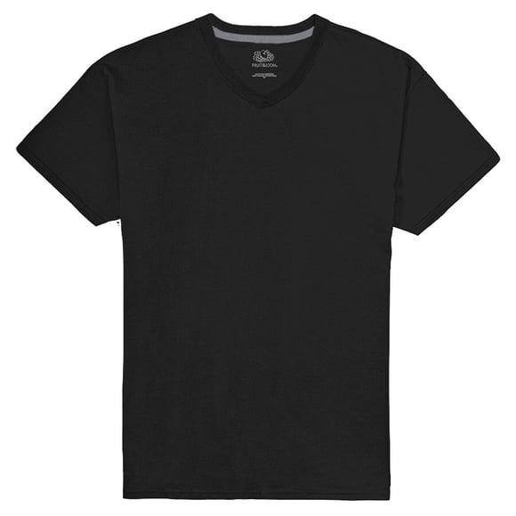 Playera Fruit of the Loom para Hombre,Manga Corta Cuello en V, Negro, Talla M