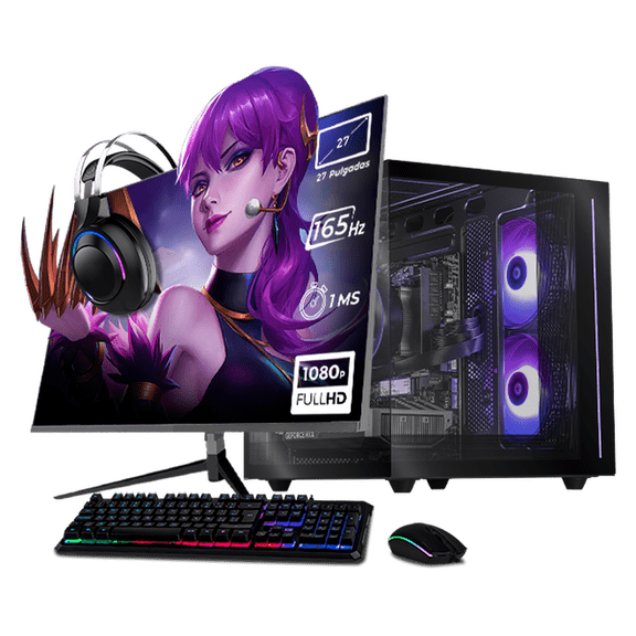 PC Gamer Completa Xtreme PC Gaming NVIDIA GeForce RTX 5060 AMD Ryzen 7 5700 32GB SSD 1TB Monitor 27 165Hz WIFI Black gaming 1080p, estudios y multitarea