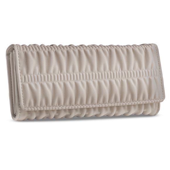 Cartera grande para mujer SQbags con pliegues elegantes blanca