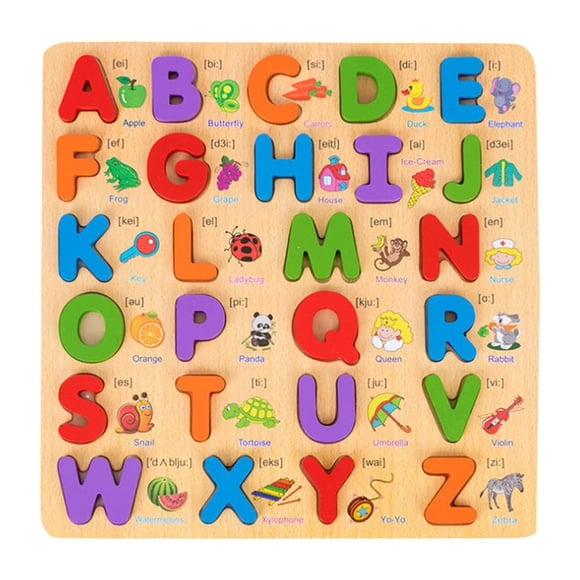 Juego de aprendizaje de números del alfabeto Importación Juegos de Rompecabezas de Madera Desarrollo Temprano Juguetes Montessori para bebés de 1, 2 y 3 años