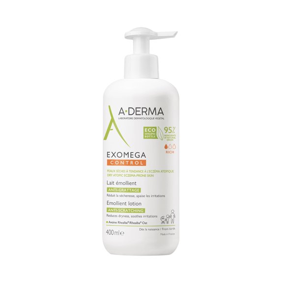 ADERMA, Exomega Control Loción Emoliente, Anti-Comezón y Anti-Irritación, Piel Seca y con Tendencia Atópica, 400ml