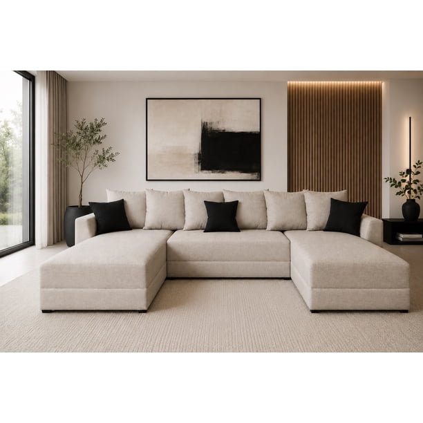 Sala Esquinera Modular en U El Bazar Store Lisboa Lino Beige 180x330x180 cm 3 Piezas