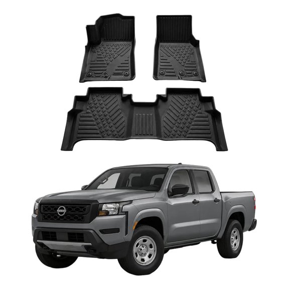 RHINO Tapetes Premium de Uso Rudo para Nissan Frontier | Juego Delantero y Trasero | TPE Antiderrapante | Ajuste Exacto Tipo OEM | Protección Contra Lodo, Arena y Derrames | Negro