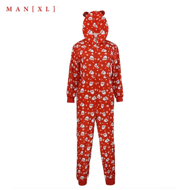 Jumpsuit de la casa de Navidad pijamas con capucha impresa de manga larga para hombres billuyoard AP000325-04
