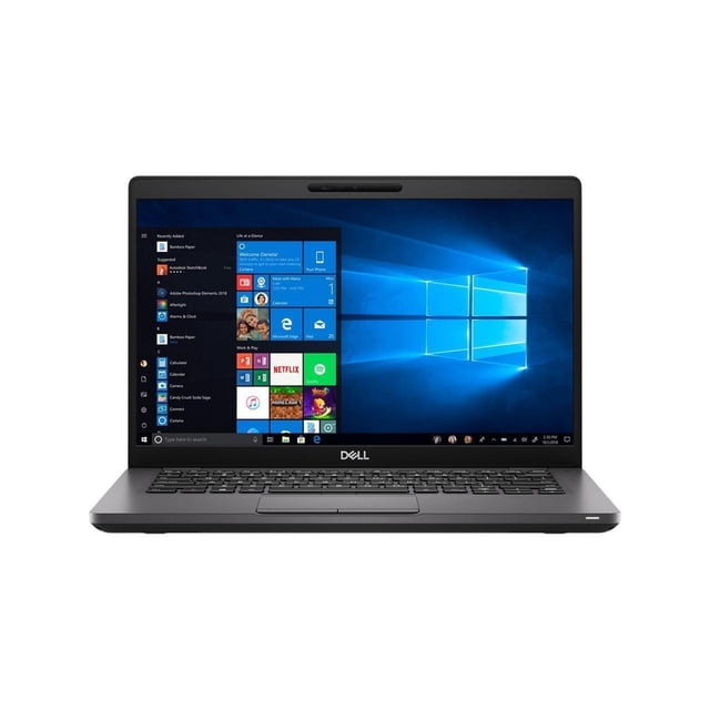 laptop dell latitude 5400, 14 hd, intel i5, 8gb ram, 256gb ssd, windows 10 pro frontal centrada de 14" con pantalla encendida en Windows 10, carcasa gris, teclado integrado y panel táctil; diseño compacto y liviano para profesionales en movimiento, puertos laterales visibles para conectar periféricos. Su tamaño compacto la hace adecuada también para trabajar en desplazamientos.