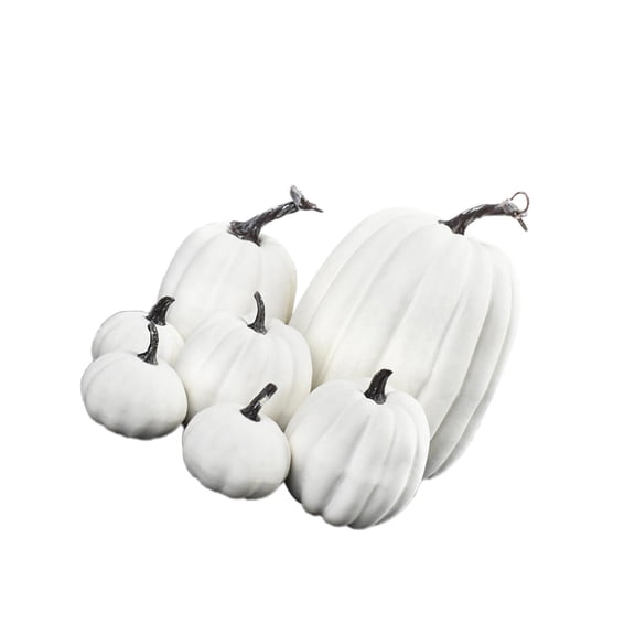 Advancent 7x Artificial Pumpkins Bulk Faux Harvest For Wedding Fall Centerpiece Kits de decoración para fiestas Blanco