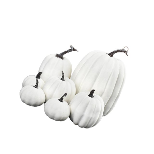 Advancent 7x Artificial Pumpkins Bulk Faux Harvest For Wedding Fall Centerpiece Kits de decoración para fiestas Blanco