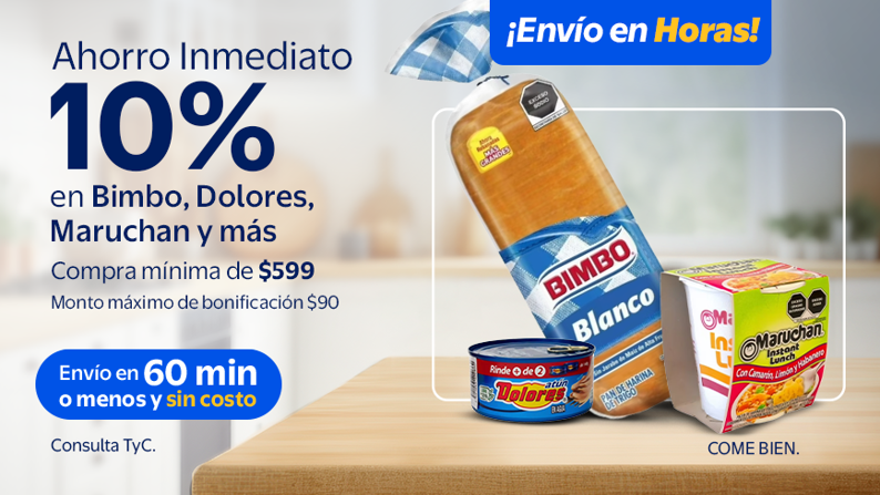 10% de Bonificación en Despensa, Compra mínima de $599