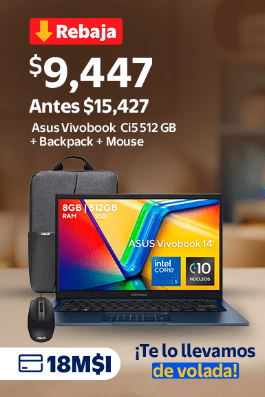 Laptop Asus Vivobook X1404VA-EB1247W Ci5 8GB 512GB Azul + Backpack + Mouse