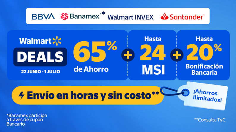 65% de ahorro + Hasta 20% bonificación bancaria + 24MSI + Envío en horas y sin costo