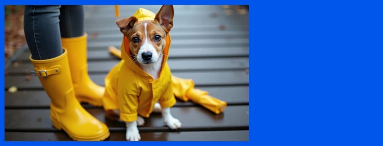 Saca a pasear a tu perro en temporada de lluvia.