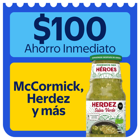 Ahorro inmediato $100 McCormick Herdez y mas