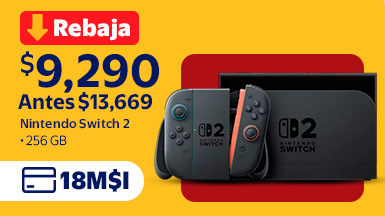 Nintendo Switch 2 256 GB Antes $13,669 Rebaja $9,290 18MSI