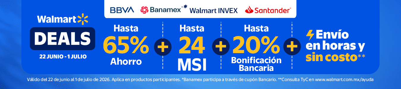 65% de ahorro + Hasta 20% bonificación bancaria + 24MSI + Envío en horas y sin costo