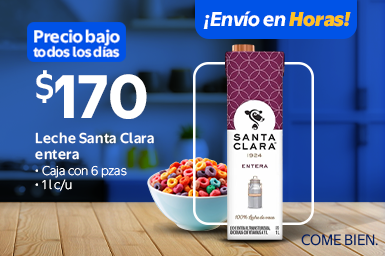 Leche Santa Clara entera caja con 6 pzas de 1 l c/u