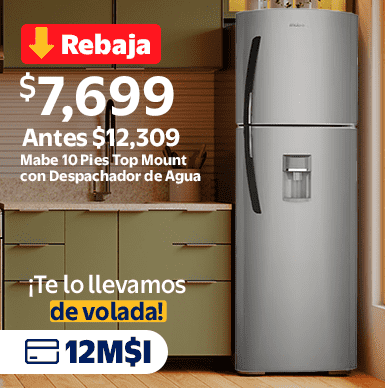 Refrigerador Mabe 10 Pies Top Mount con Despachador de Agua RMA250FYMRQ0 Silver