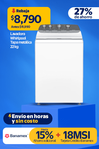 Lavadora Whirlpool Tapa metálica 22 kg