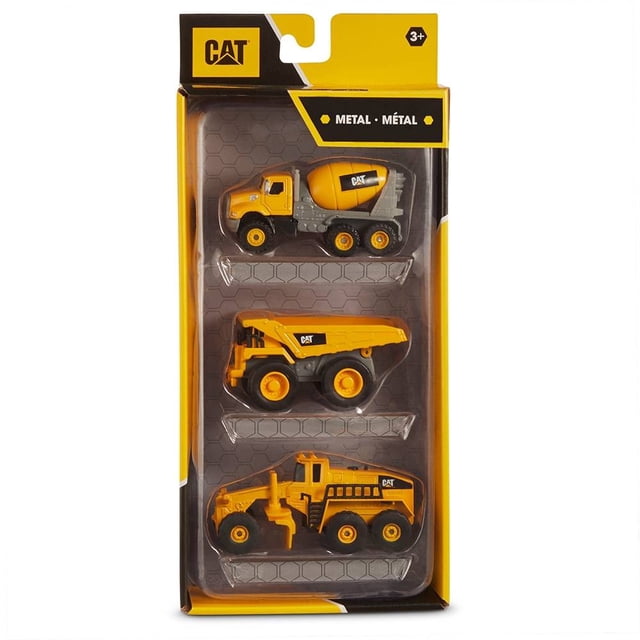 Vehículo de Construcción CAT de Metal Amarillo 3 pzas