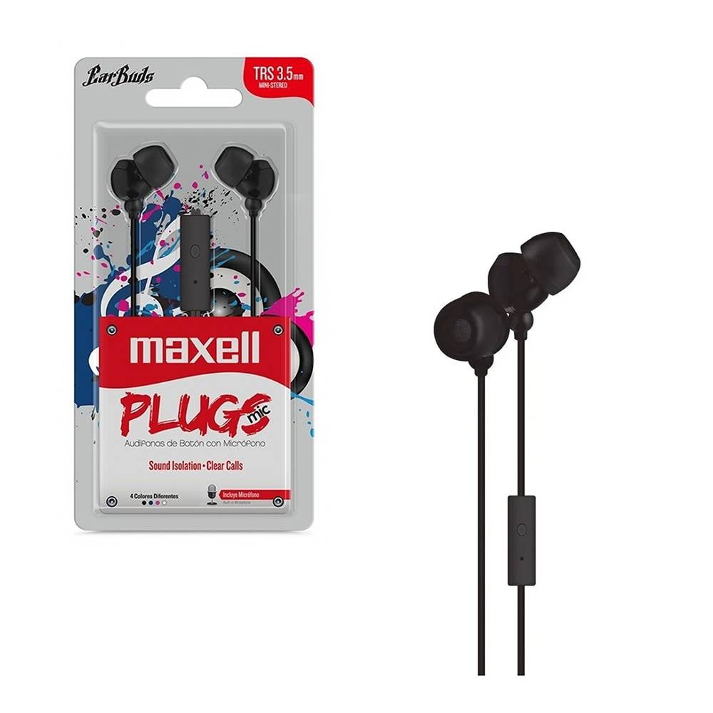 Audífonos Maxell Plugs Negro Bodega Aurrera en línea - Main Image