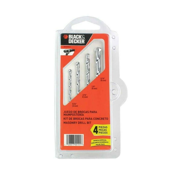 Juego de Brocas Black & Decker para Concreto 4 Piezas