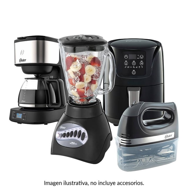 Combo Oster Licuadora 10 Velocidades Freidora 1.8L Batidora de Mano y Cafetera Programable 8 tazas