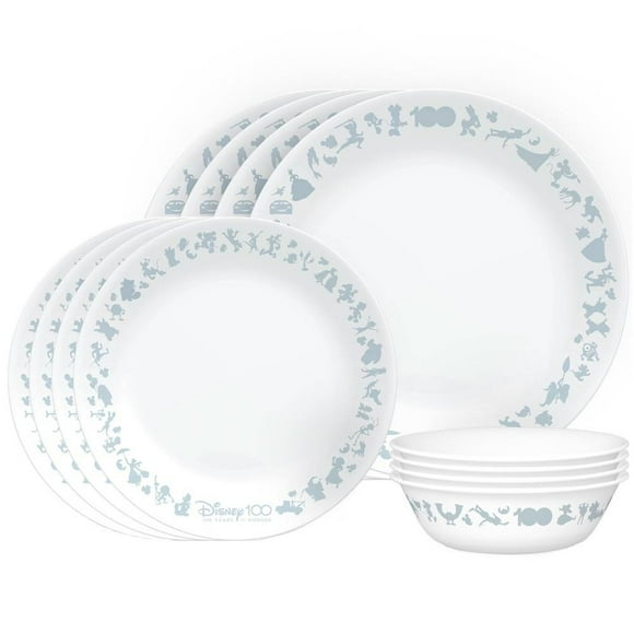 Vajilla Corelle Disney 100 años Personajes Vidrio Templado 12 Piezas