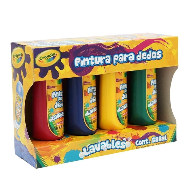 Pintura para dedos Crayola lavable 4 pzas de 147 ml c/u