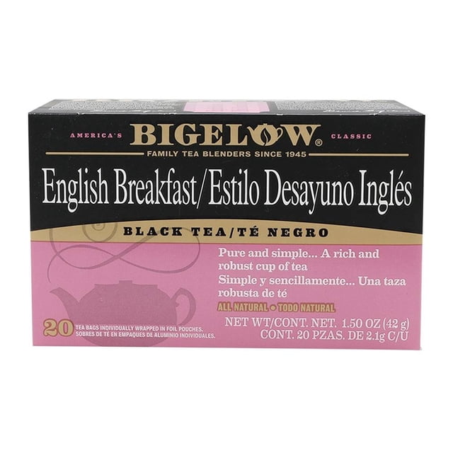 Té negro Bigelow estilo desayuno inglés 20 bolsas de 2.1 g c/u