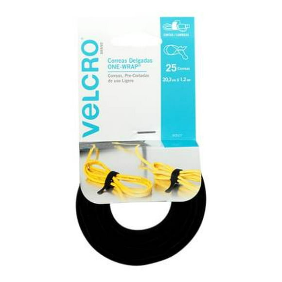 Correas Velcro delgadas 20.3 x 1.2 cm 25 pzas