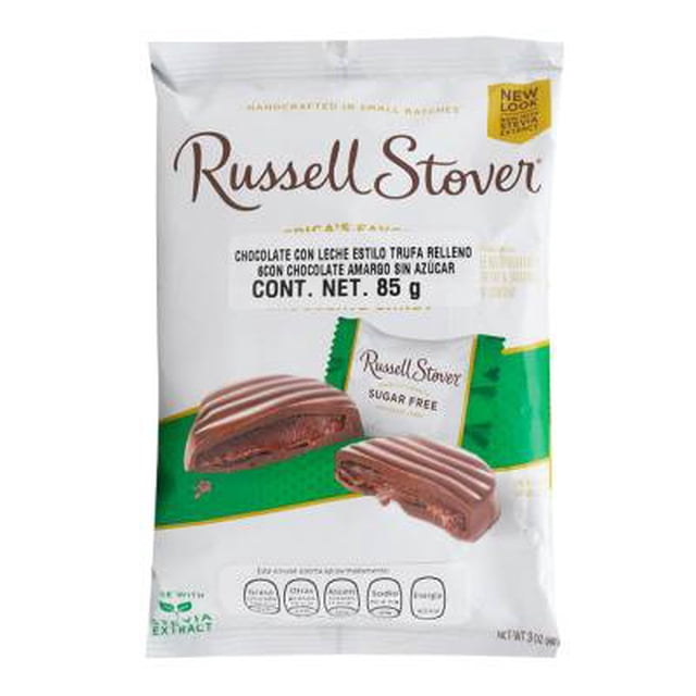 Chocalate Russell Stoven con leche estilo trufa relleno con chocolate amargo sin azúcar 85 g