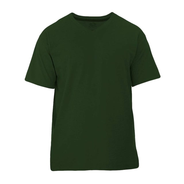 Playera Fruit of the Loom Talla EG Cuello V Casual Lisa Verde Oscuro