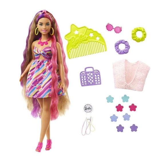 Muñeca Barbie Fashion & Beauty Totally Hair Vestido de Flores