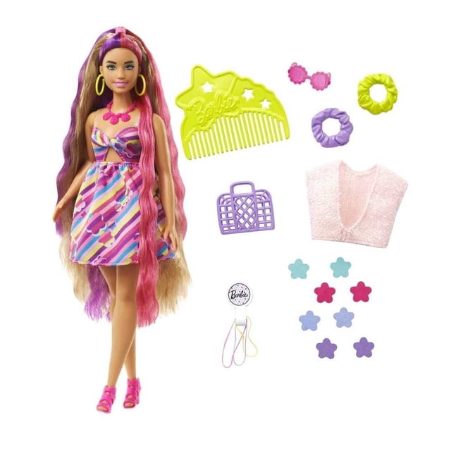 Muñeca Barbie Fashion & Beauty Totally Hair Vestido de Flores