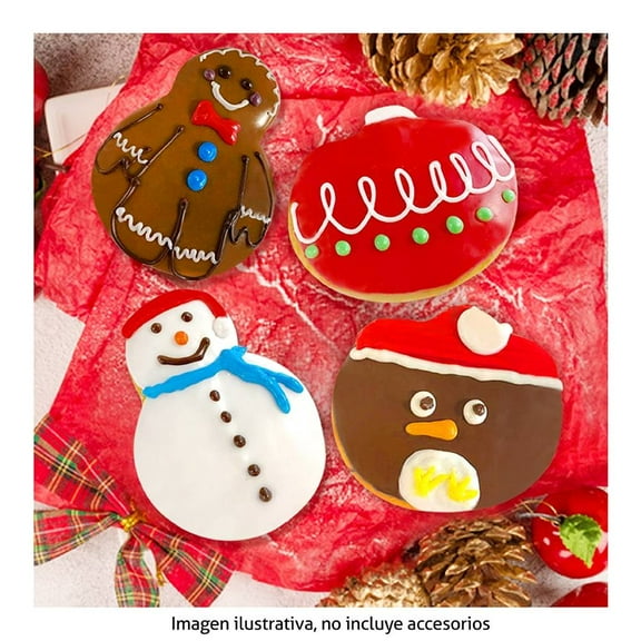 Paquete de donas figuras navideñas 4 piezas