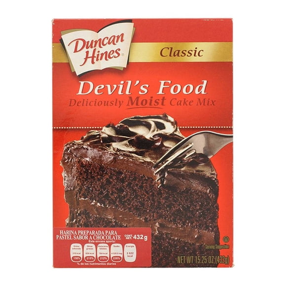 Harina preparada para pastel Duncan Hines devil's food sabor chocolate 432 g