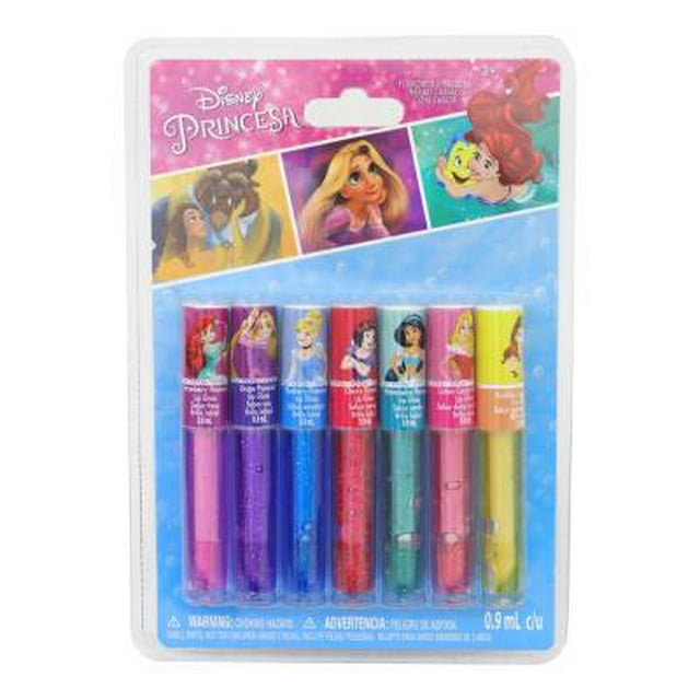 Brillo labial Disney Princesas con sabor 7 pzas de 0.9 ml c/u