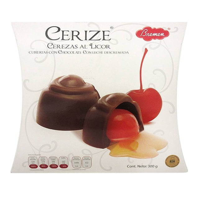 Cerezas al licor Bremen Cerize cubiertas con chocolate con leche descremada 300 g