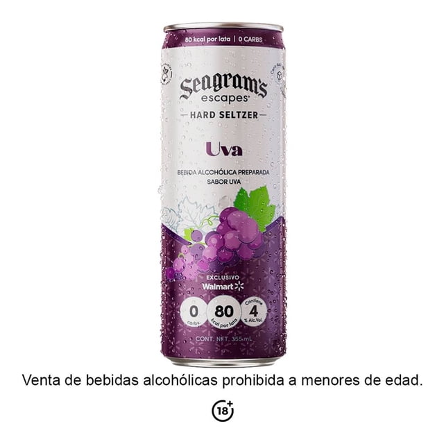 Bebida alcohólica preparada Seagram's Escapes Hard Seltzer sabor uva 355 ml
