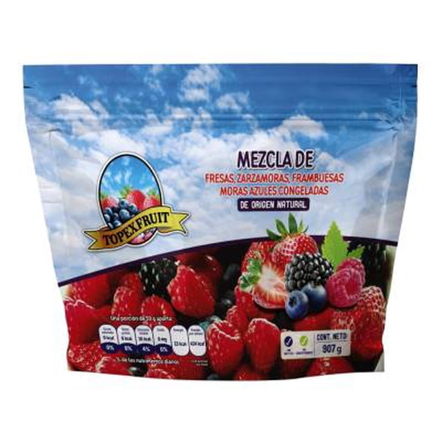 Mezcla de frutas congeladas Topex Fruit fresa, zarzamora, frambuesa, moras azules 907 g