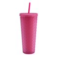 thumbnail image 1 of Vaso con Popote Mainstays Texturizado 770 ml Rosa, 1 of 2