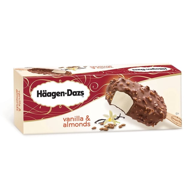 Paleta helada Haagen Dazs sabor vainilla cubierta de chocolate con almendras 73 g