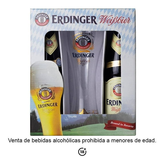 Paquete de Cervezas Erdinger Weissbier 500ml c/u + 1 Vaso