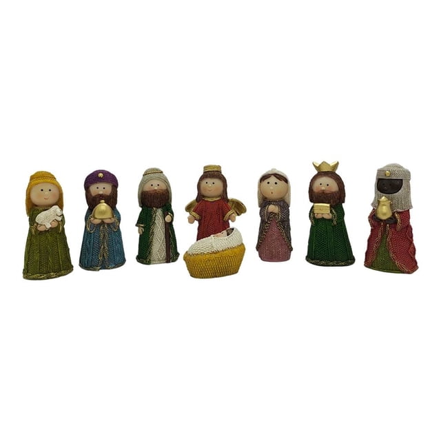 Nacimiento Navideño Holiday Time Nacimiento de Poliresina Set de 8 Piezas 12 cm