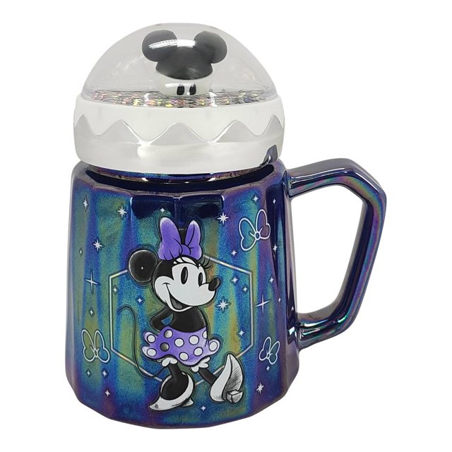 Taza Disney 100 Minnie Mouse con Tapa en Forma de Globo de Nieve 400 ml Morado