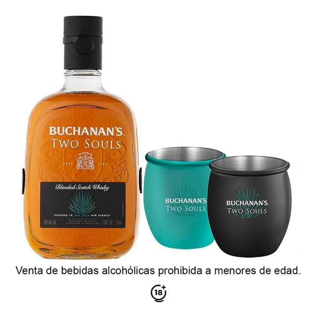 Whisky Buchanan's Two Souls 750 ml + 2 vasos metálicos