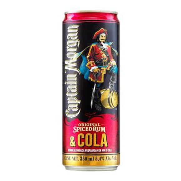 Bebida alcohólica preparada Captain Morgan ron y refresco de cola 350 ml