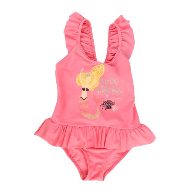 Traje de Baño Ocean Pacific Niña 3 Estampado Sirena con Olanes Rosa
