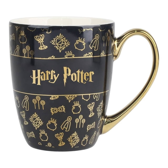 Taza Harry Potter de Cerámica Negra con Impresión de Calcomanía Dorada 400 ml