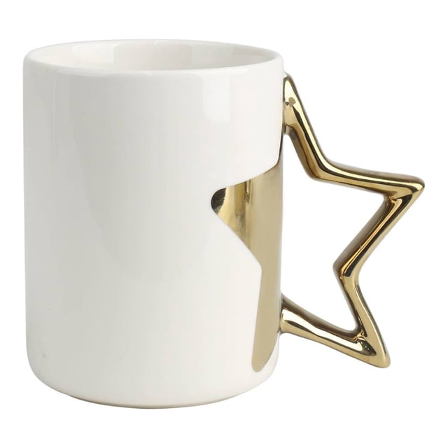 Taza Holiday Time Cerámica 410ml Asa 3D Forma de Estrella Blanco